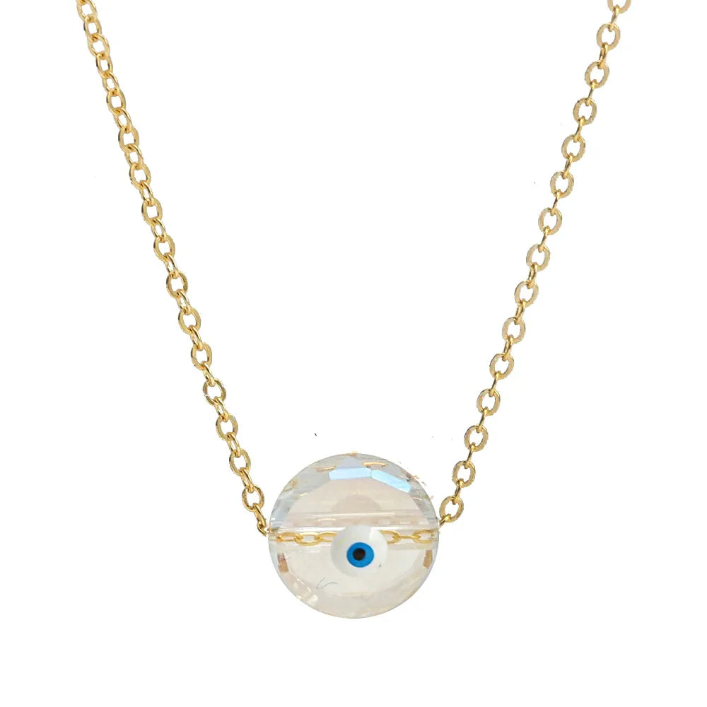 Classic Style Devil'S Eye Glass Copper Enamel Necklace