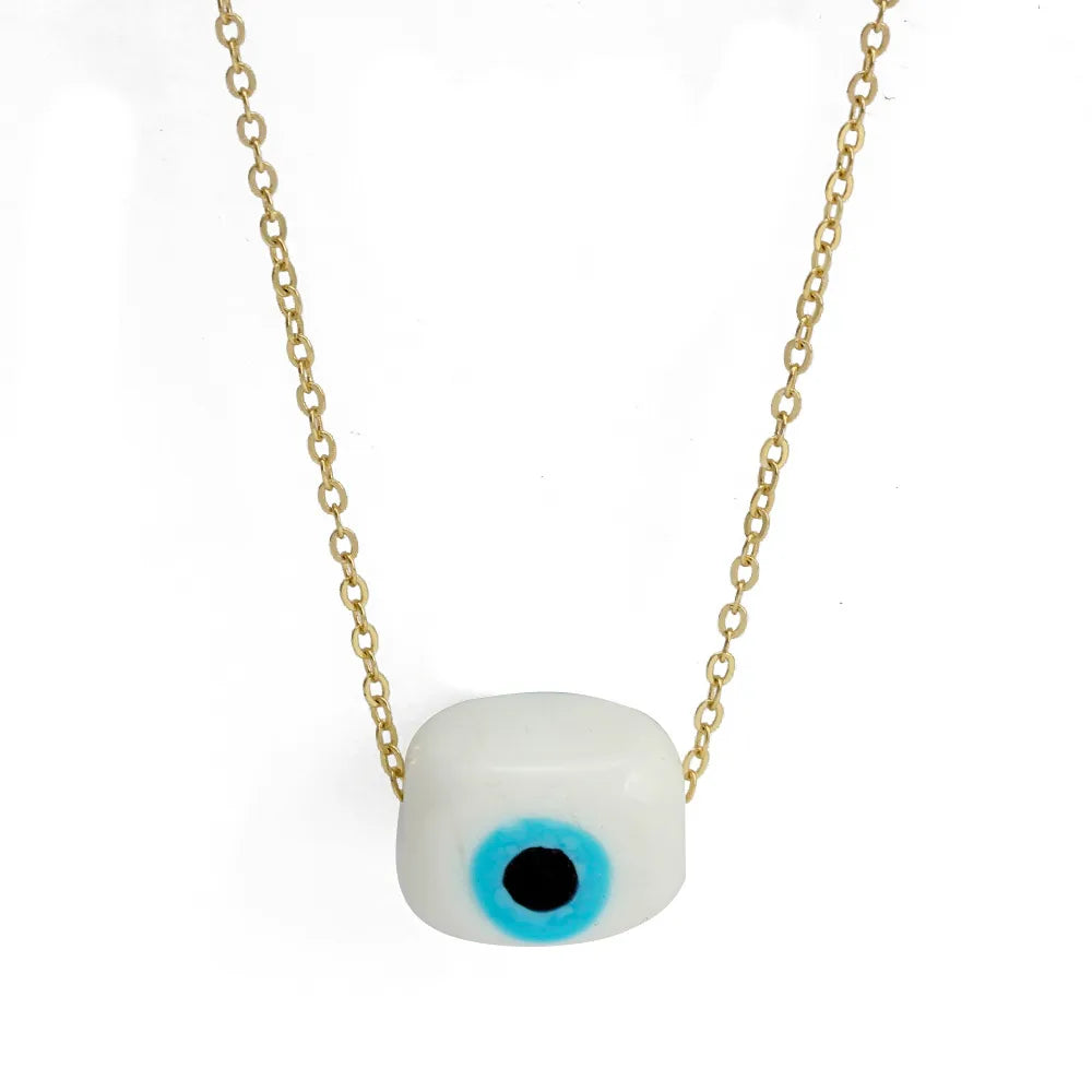 Classic Style Devil'S Eye Glass Copper Enamel Necklace