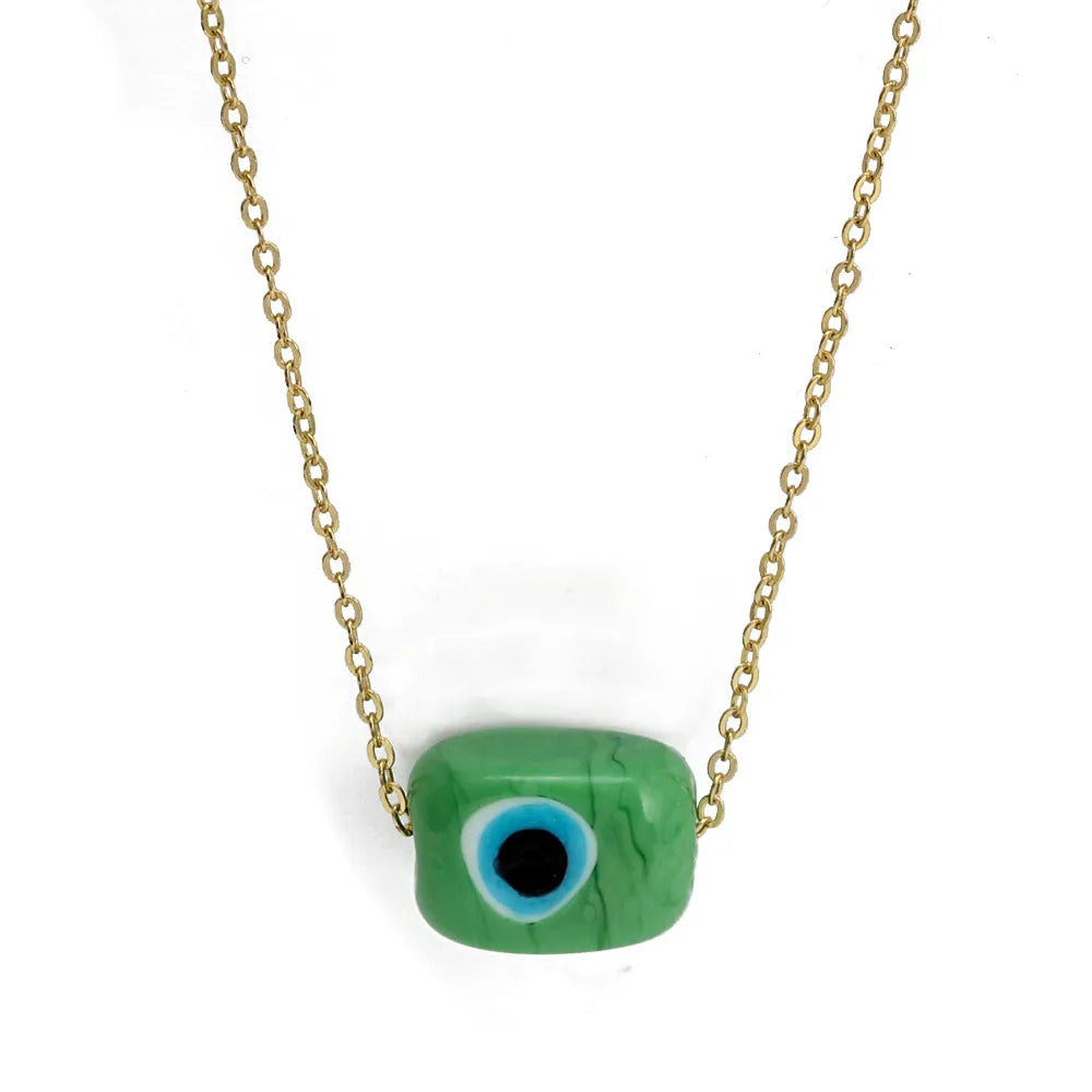 Classic Style Devil'S Eye Glass Copper Enamel Necklace