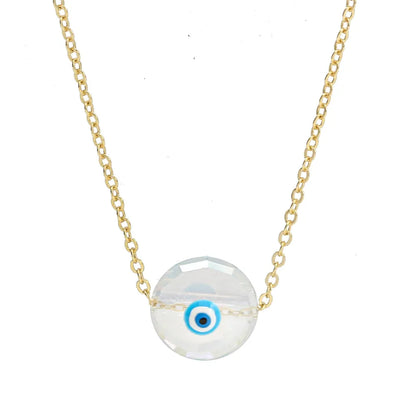 Classic Style Devil'S Eye Glass Copper Enamel Necklace