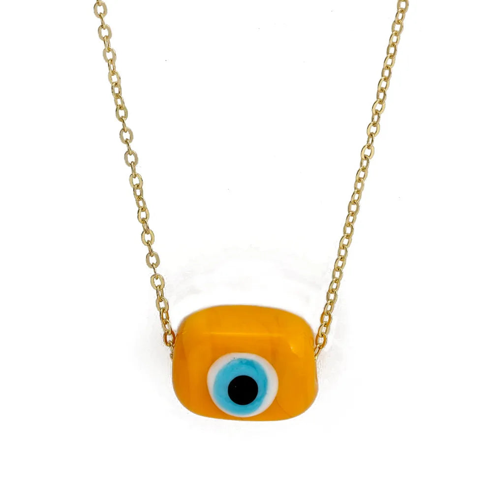 Classic Style Devil'S Eye Glass Copper Enamel Necklace