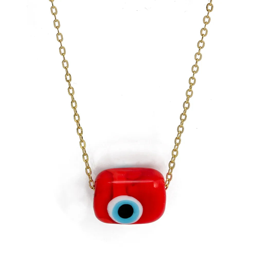 Classic Style Devil'S Eye Glass Copper Enamel Necklace