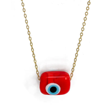 Classic Style Devil'S Eye Glass Copper Enamel Necklace