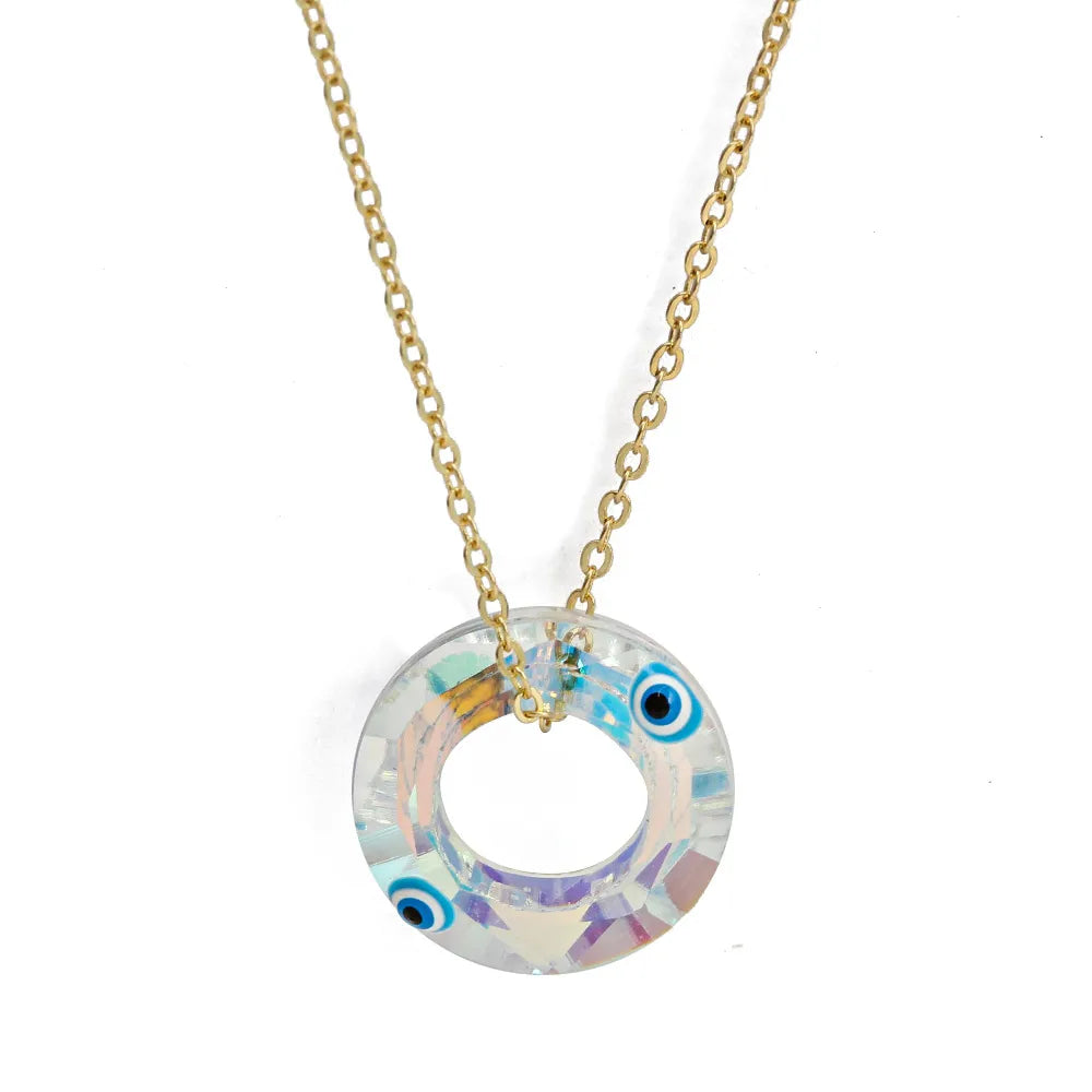 Classic Style Devil'S Eye Glass Copper Enamel Necklace