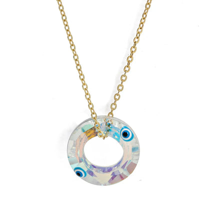 Classic Style Devil'S Eye Glass Copper Enamel Necklace