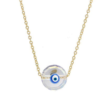 Classic Style Devil'S Eye Glass Copper Enamel Necklace