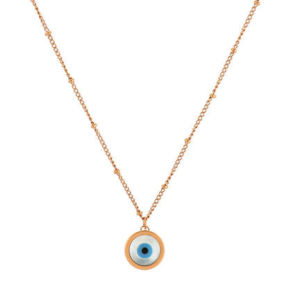 Classic Style Devil's Eye Titanium Steel Plating Inlay Shell 18k Gold Plated Pendant Necklace