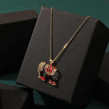 Classic Style Elephant Copper Plating Gold Plated Pendant Necklace