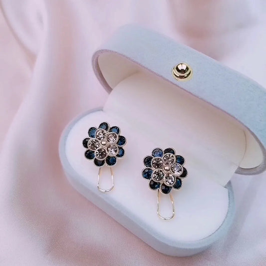 Classic Style Flower Alloy Inlay Artificial Gemstones Women'S Ear Studs