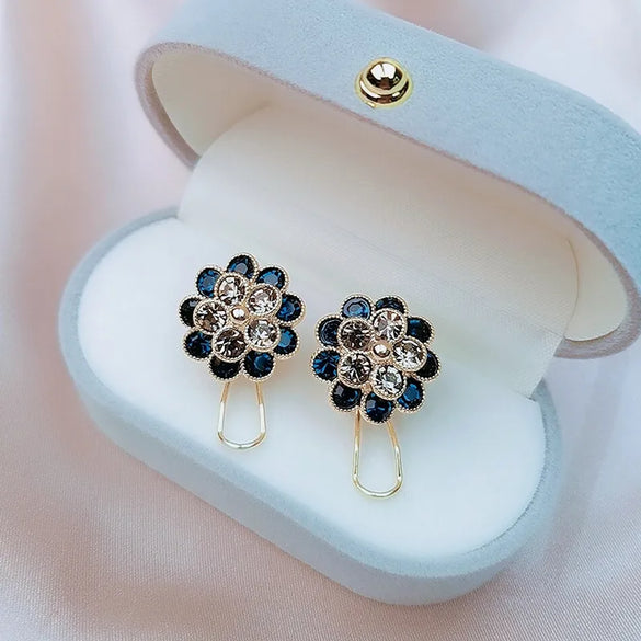 Classic Style Flower Alloy Inlay Artificial Gemstones Women'S Ear Studs