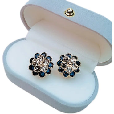 Classic Style Flower Alloy Inlay Artificial Gemstones Women'S Ear Studs