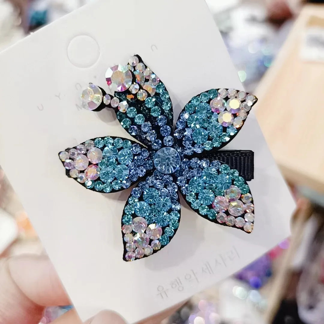 Classic Style Flower Rhinestone Diamond Hair Clip