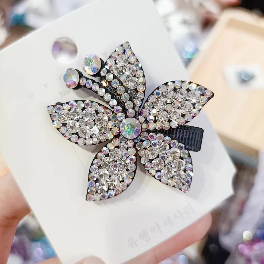 Classic Style Flower Rhinestone Diamond Hair Clip