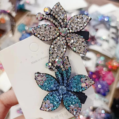 Classic Style Flower Rhinestone Diamond Hair Clip