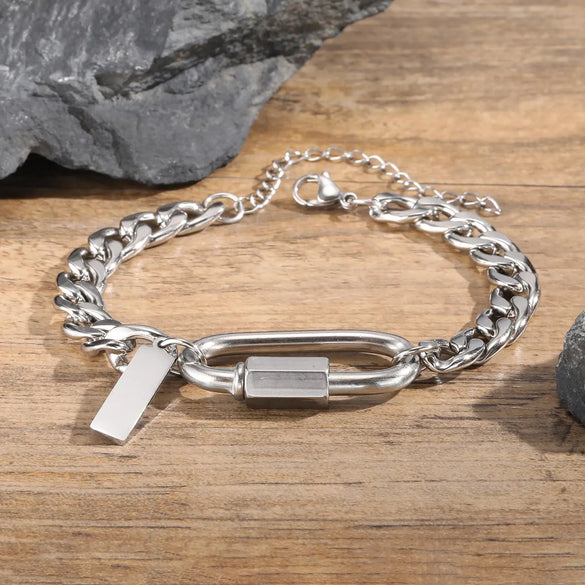 Classic Style Geometric 201 Stainless Steel Men'S Bracelets Men Chain Bracelets