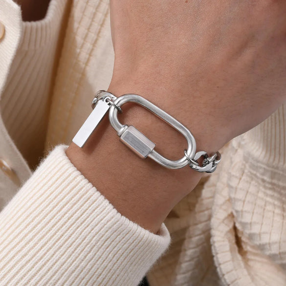 Classic Style Geometric 201 Stainless Steel Men'S Bracelets Men Chain Bracelets