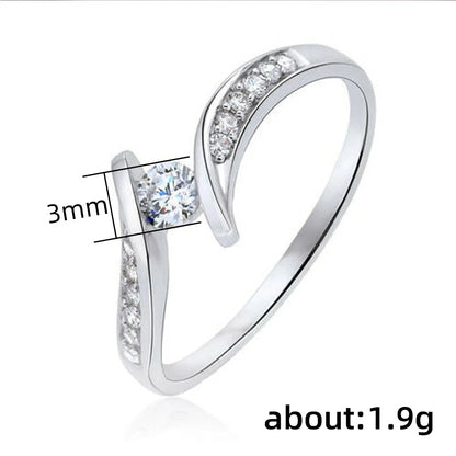 Classic Style Geometric Copper Rings Plating Artificial Diamond Copper Rings