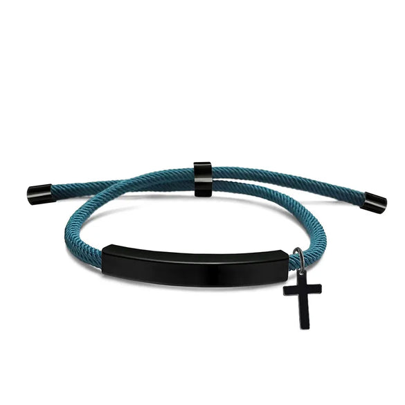 Classic Style Geometric Cross Customization Laser Engraving 201 Stainless Steel Rope Cord String String Bracelets Wholesale