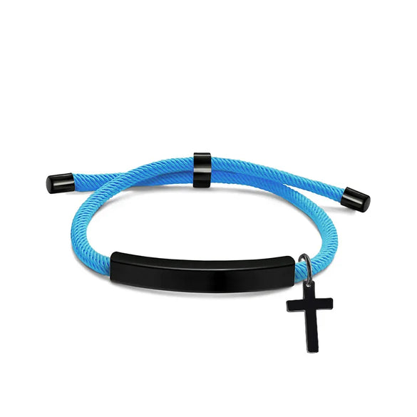 Classic Style Geometric Cross Customization Laser Engraving 201 Stainless Steel Rope Cord String String Bracelets Wholesale