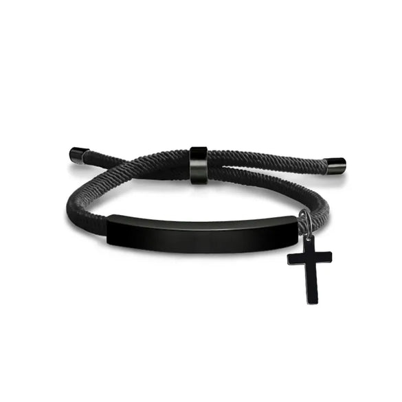 Classic Style Geometric Cross Customization Laser Engraving 201 Stainless Steel Rope Cord String String Bracelets Wholesale