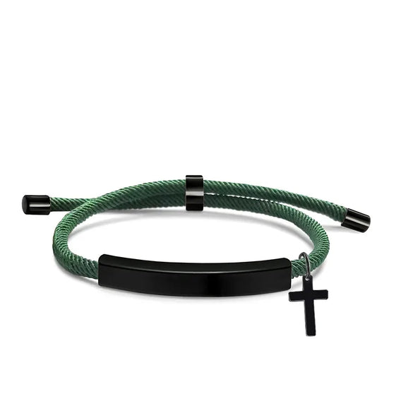 Classic Style Geometric Cross Customization Laser Engraving 201 Stainless Steel Rope Cord String String Bracelets Wholesale