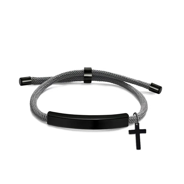 Classic Style Geometric Cross Customization Laser Engraving 201 Stainless Steel Rope Cord String String Bracelets Wholesale