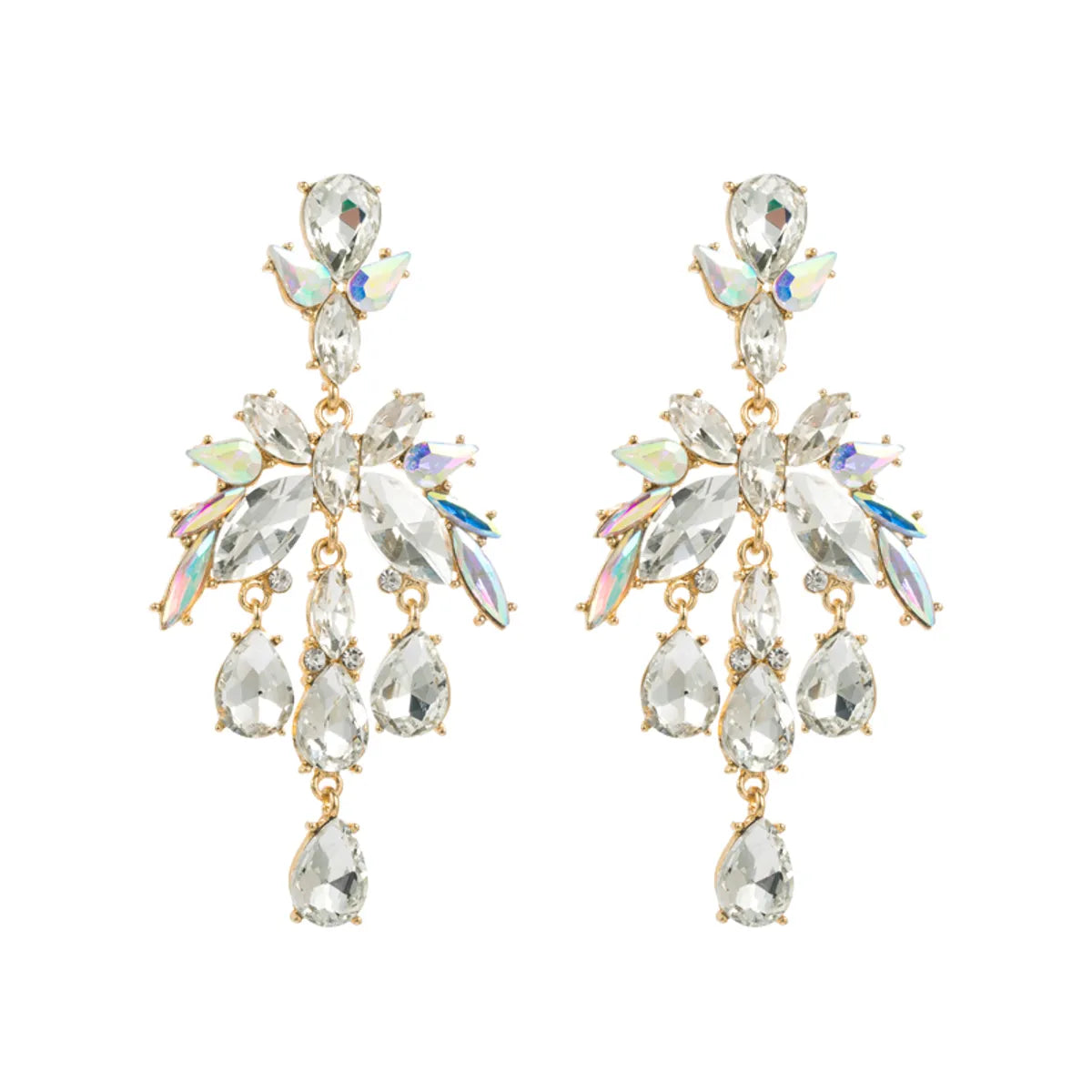 Classic Style Geometric Flower Alloy Inlay Rhinestones Women'S Dangling Earrings 1 Pair