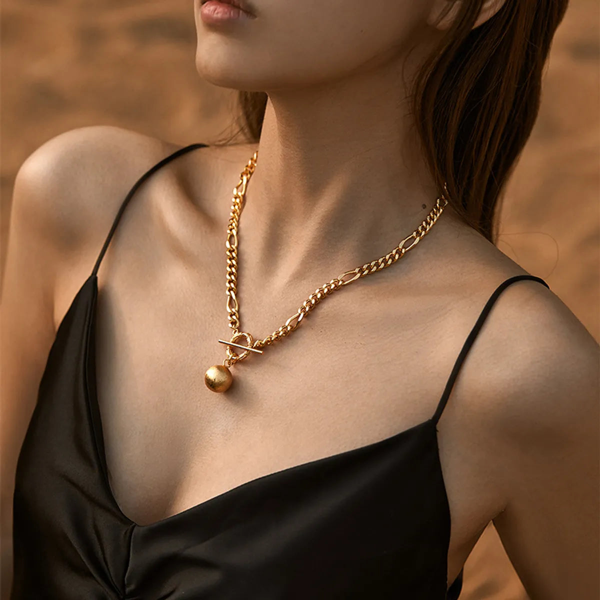 Classic Style Geometric Heart Shape Copper Irregular Plating Chain Gold Plated Pendant Necklace