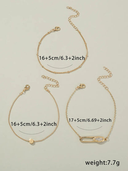 Classic Style Geometric Snake Copper Asymmetrical Zircon Bracelets