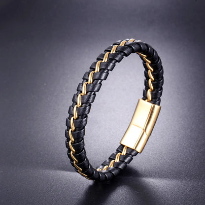 Classic Style Geometric Stainless Steel Braid Bangle