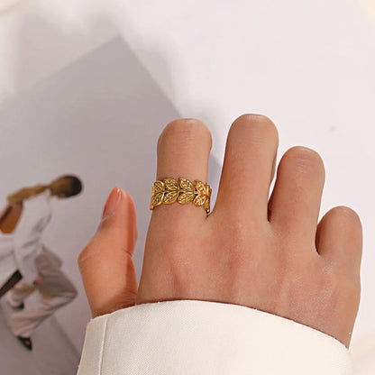 Classic Style Geometric Stainless Steel Gold Plated Open Ring In Bulk