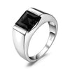 Classic Style Geometric Sterling Silver Inlay Gem Rings