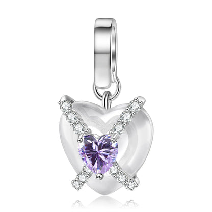 Classic Style Heart Shape Bow Knot Rectangle Sterling Silver Epoxy Inlay Zircon Charms Jewelry Accessories