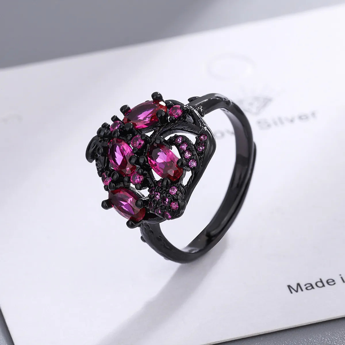 Classic Style Heart Shape Copper Plating Inlay Zircon Gold Plated Open Rings