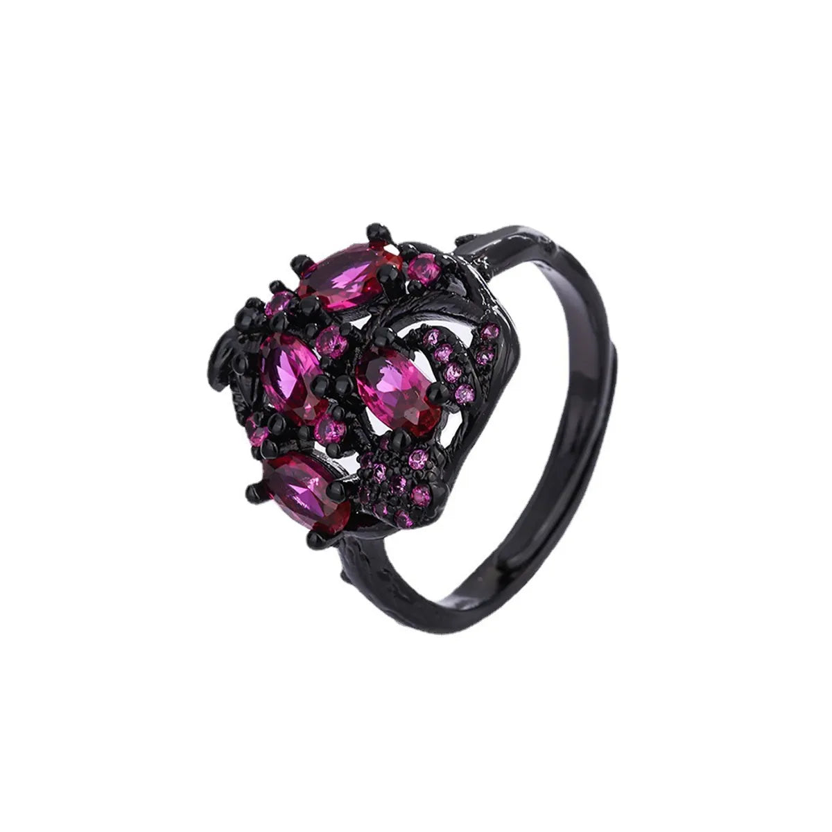 Classic Style Heart Shape Copper Plating Inlay Zircon Gold Plated Open Rings