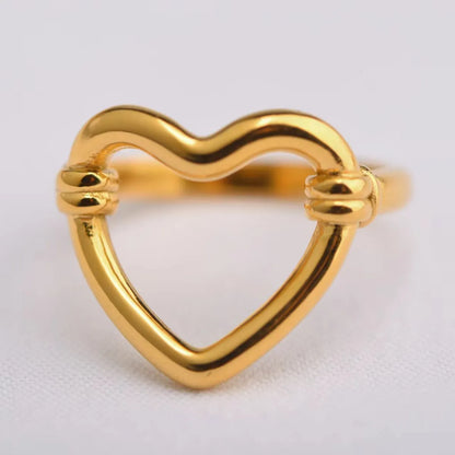 Wholesale Jewelry Classic Style Heart Shape Stainless Steel 18K Gold Plated Plating Rings