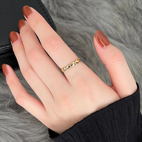 Titanium Steel 18K Gold Plated Classic Style Plating Heart Shape Titanium Steel Rings