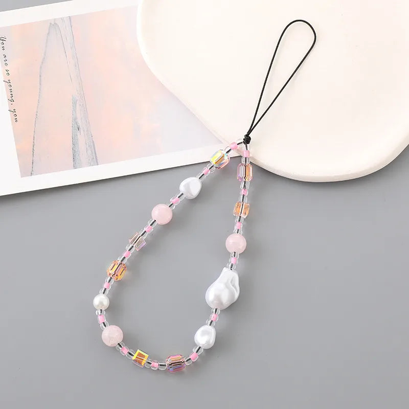 Classic Style Korean Style Geometric Artificial Crystal Plastic Rope Beaded Bag Pendant Mobile Phone Chain