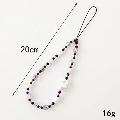 Classic Style Korean Style Geometric Artificial Crystal Plastic Rope Beaded Bag Pendant Mobile Phone Chain