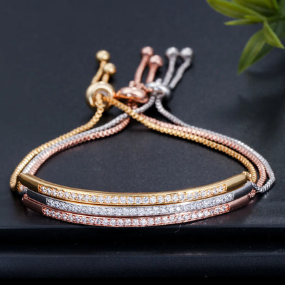 Classic Style Korean Style Geometric Copper Plating Inlay Zircon 14k Gold Plated White Gold Plated Rhodium Plated Bracelets