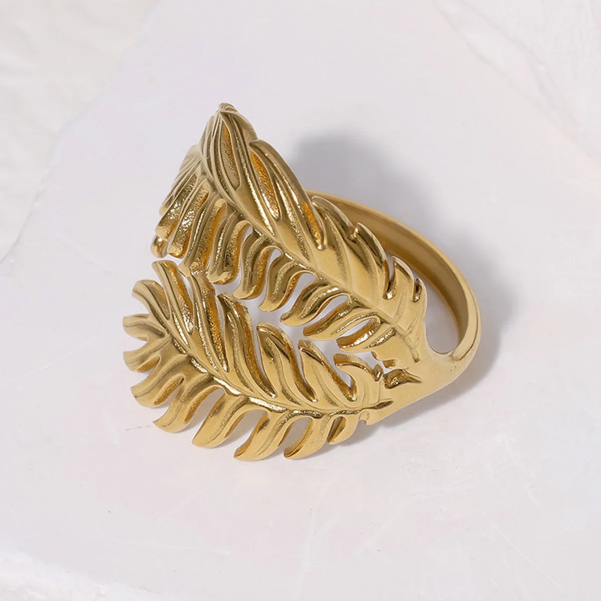 Classic Style Leaf Stainless Steel Plating Gold Plated Open Rings