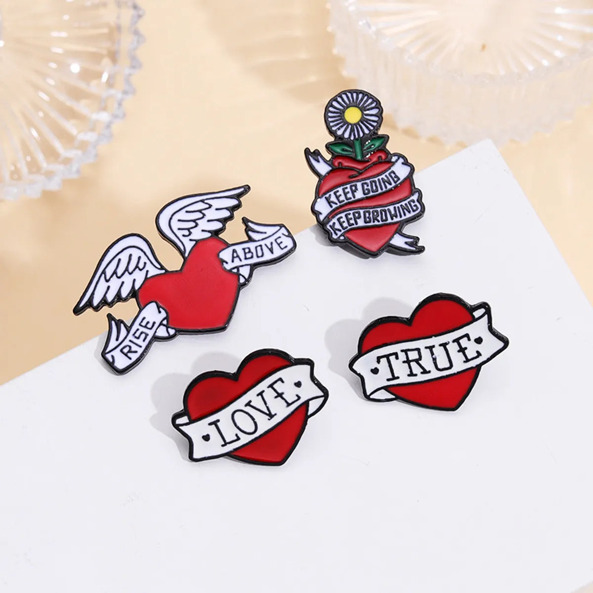 Classic Style Letter Heart Shape Alloy Enamel Stoving Varnish Unisex Brooches