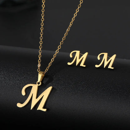 Classic Style Letter Stainless Steel Plating Gold Plated Jewelry Set