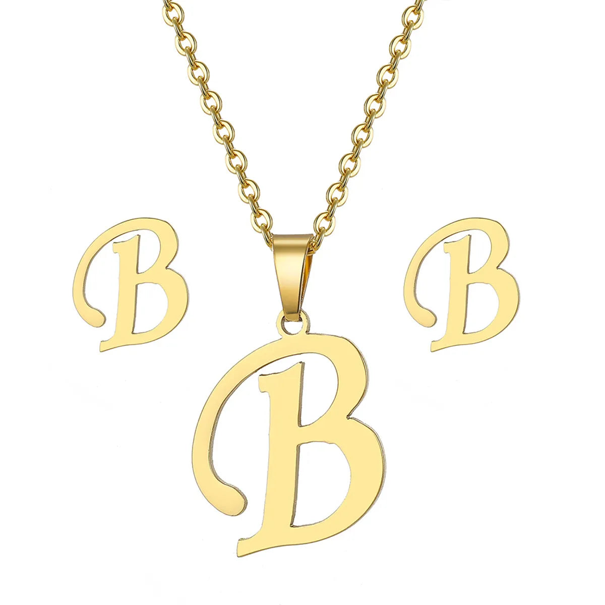 Classic Style Letter Stainless Steel Plating Gold Plated Jewelry Set