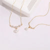 Classic Style Moon Flower Butterfly Copper Gold Plated Artificial Pearls Zircon Pendant Necklace 1 Piece