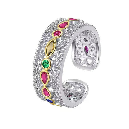 Classic Style Oval Brass Plating White Gold Plated Open Rings