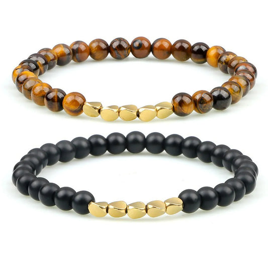 Classic Style Round Color Block Stone Copper Bracelets In Bulk