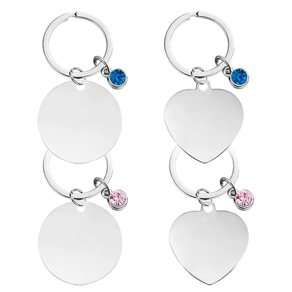 Classic Style Round Customization Laser Engraving Heart Shape 201 Stainless Steel Unisex Bag Pendant Keychain