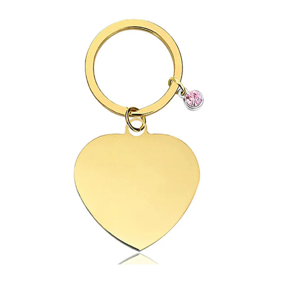 Classic Style Round Customization Laser Engraving Heart Shape 201 Stainless Steel Unisex Bag Pendant Keychain