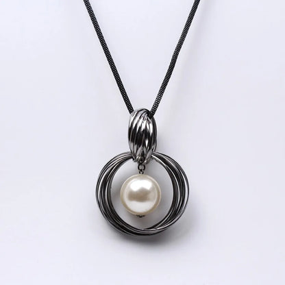 Classic Style Round Imitation Pearl Women'S Sweater Chain